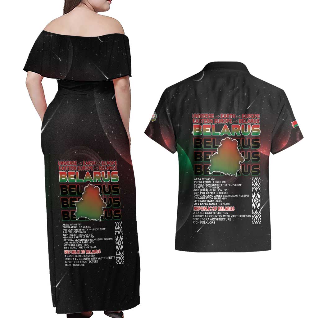 Belarus Couples Matching Off Shoulder Maxi Dress and Hawaiian Shirt Information From The Universe - Wonder Print Shop