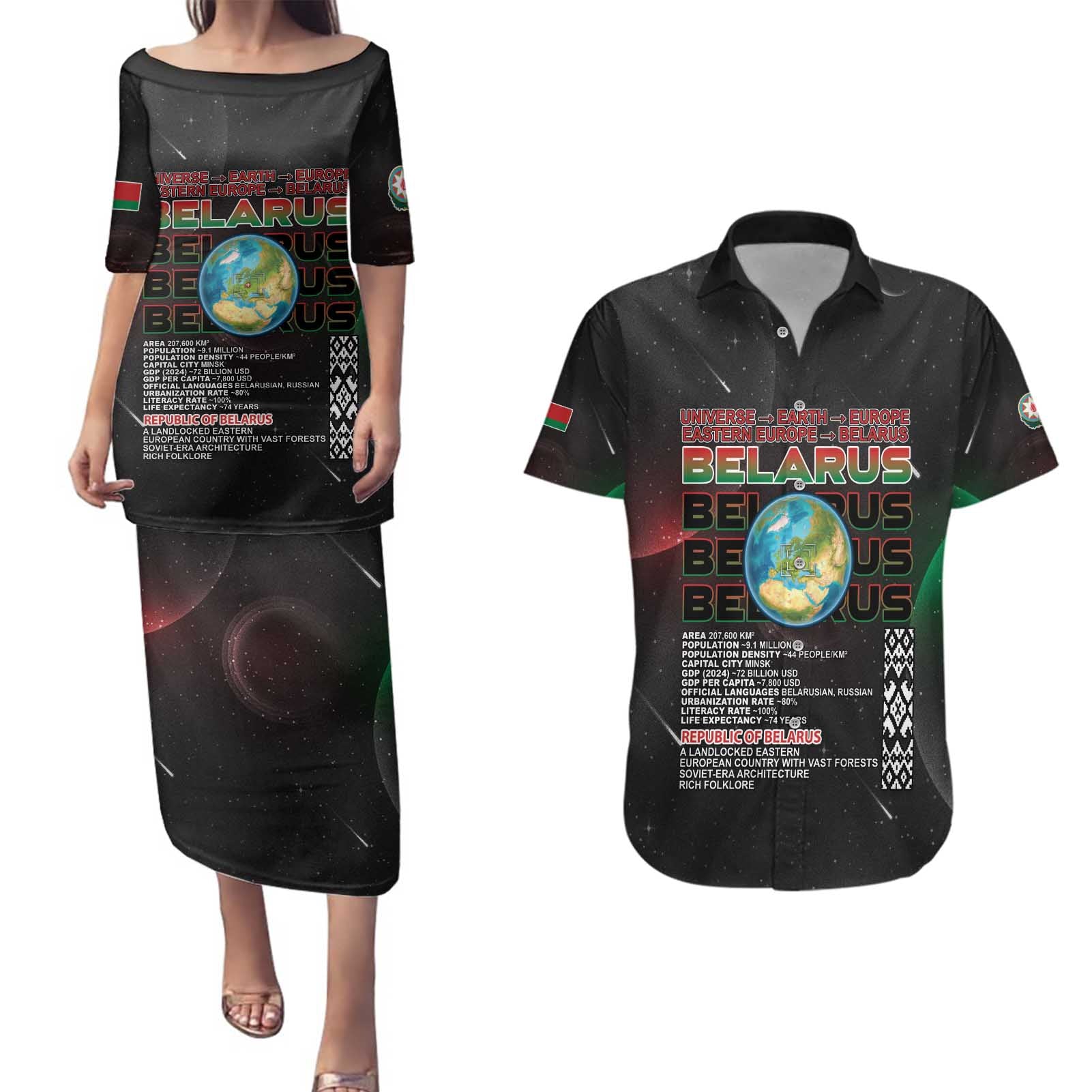 Belarus Couples Matching Puletasi and Hawaiian Shirt Information From The Universe - Wonder Print Shop