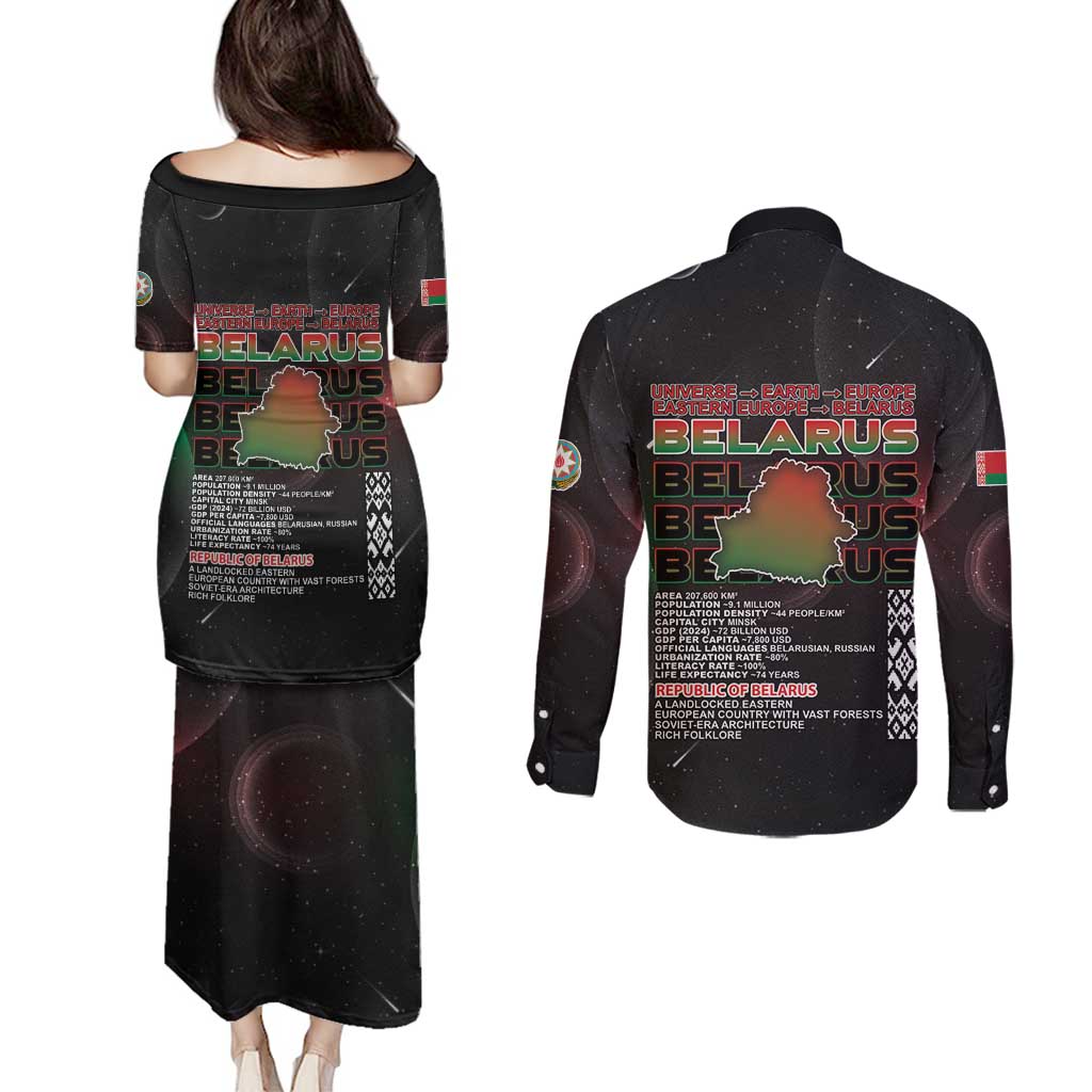 Belarus Couples Matching Puletasi and Long Sleeve Button Shirt Information From The Universe - Wonder Print Shop