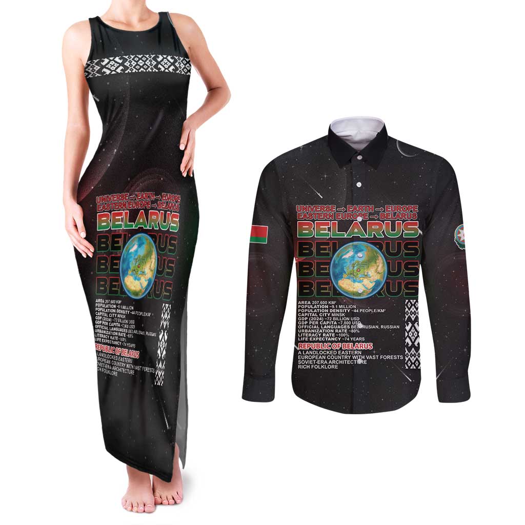 Belarus Couples Matching Tank Maxi Dress and Long Sleeve Button Shirt Information From The Universe - Wonder Print Shop