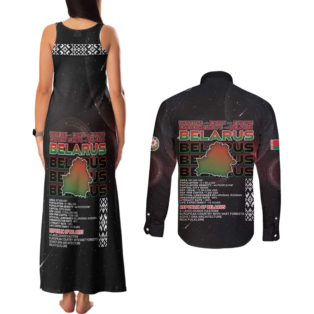 Belarus Couples Matching Tank Maxi Dress and Long Sleeve Button Shirt Information From The Universe - Wonder Print Shop