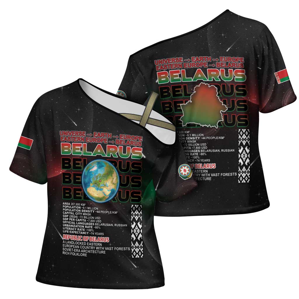 Belarus Cross Shoulder Shirt Information From The Universe - Wonder Print Shop