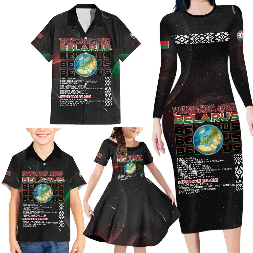 Belarus Family Matching Long Sleeve Bodycon Dress and Hawaiian Shirt Information From The Universe - Wonder Print Shop