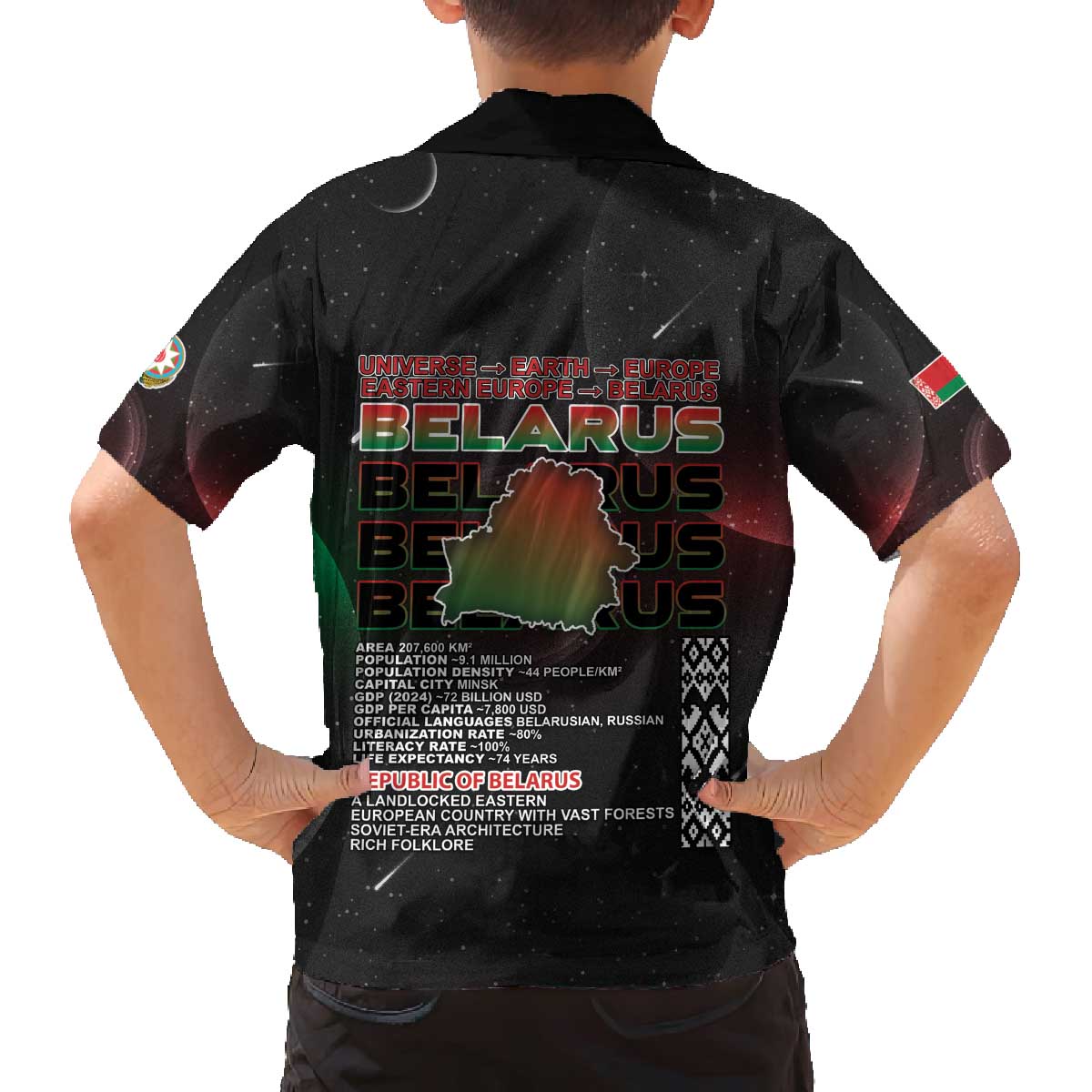 Belarus Family Matching Off The Shoulder Long Sleeve Dress and Hawaiian Shirt Information From The Universe - Wonder Print Shop