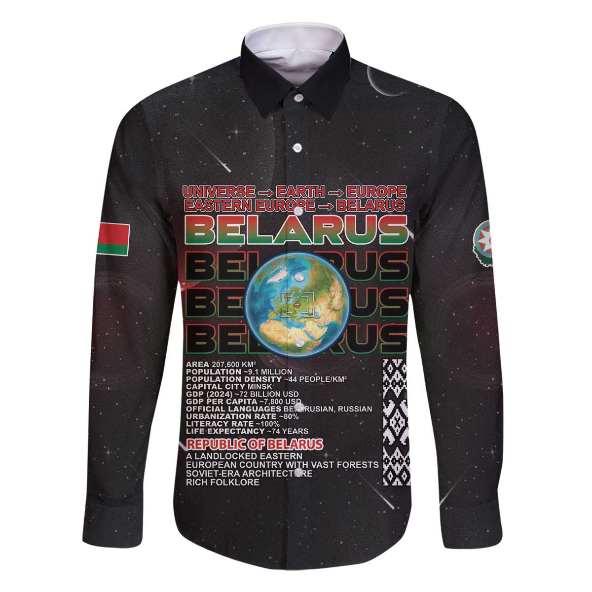Belarus Family Matching Off The Shoulder Long Sleeve Dress and Hawaiian Shirt Information From The Universe - Wonder Print Shop
