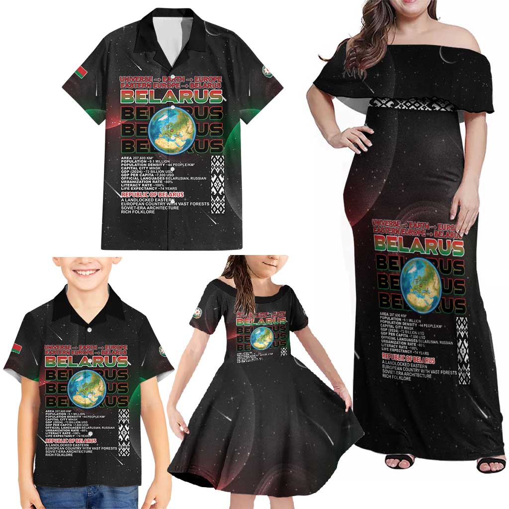 Belarus Family Matching Off Shoulder Maxi Dress and Hawaiian Shirt Information From The Universe - Wonder Print Shop
