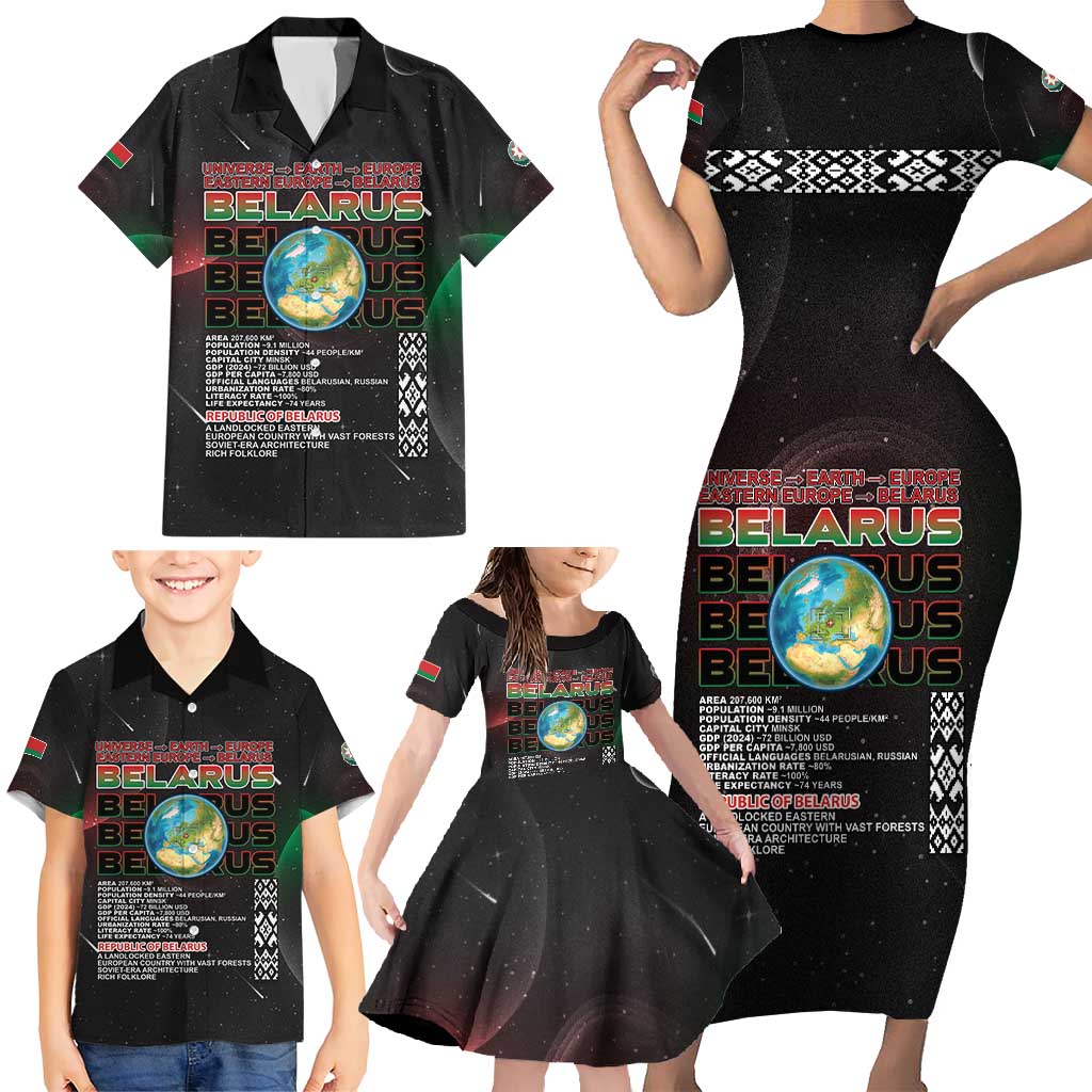 Belarus Family Matching Short Sleeve Bodycon Dress and Hawaiian Shirt Information From The Universe - Wonder Print Shop