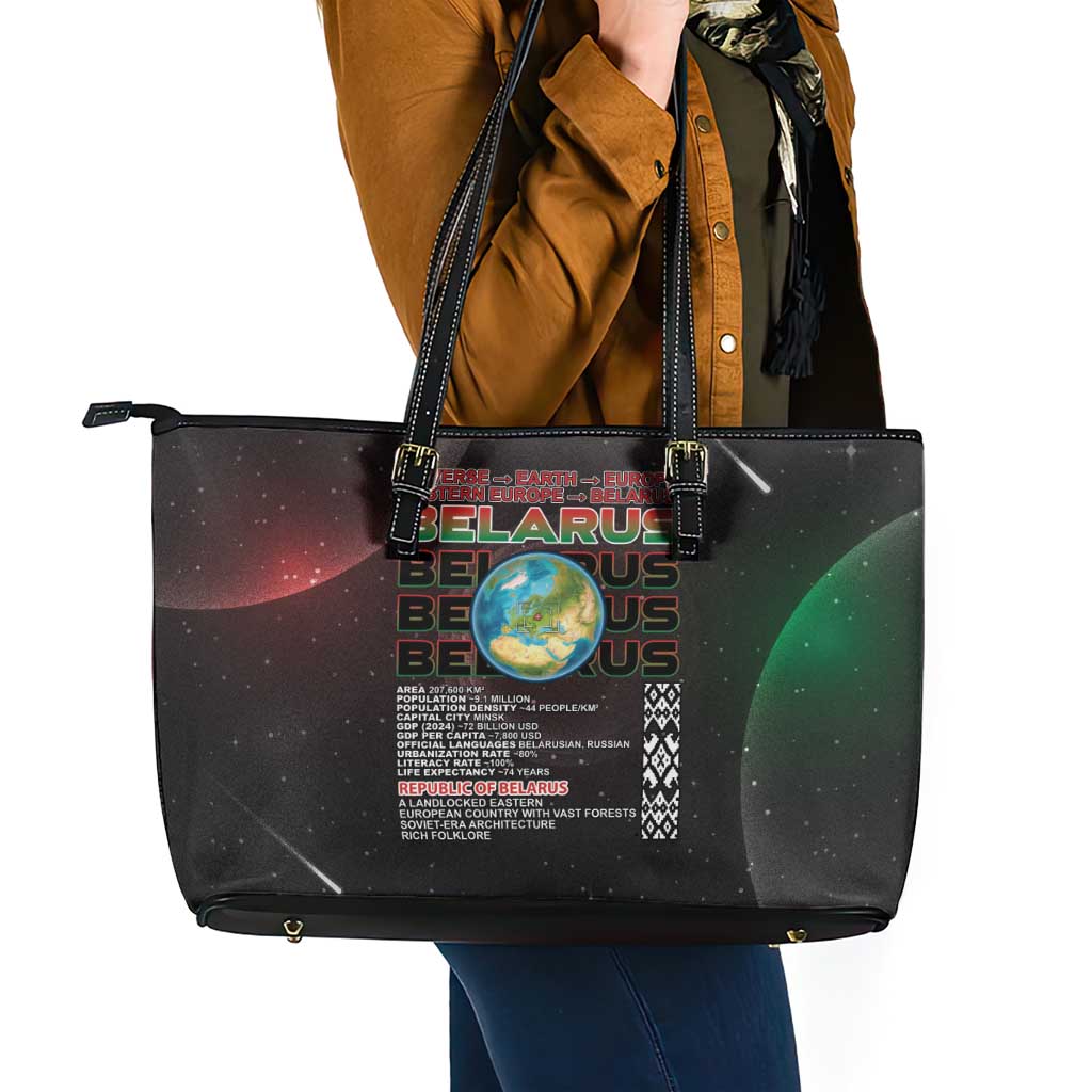 Belarus Leather Tote Bag Information From The Universe - Wonder Print Shop