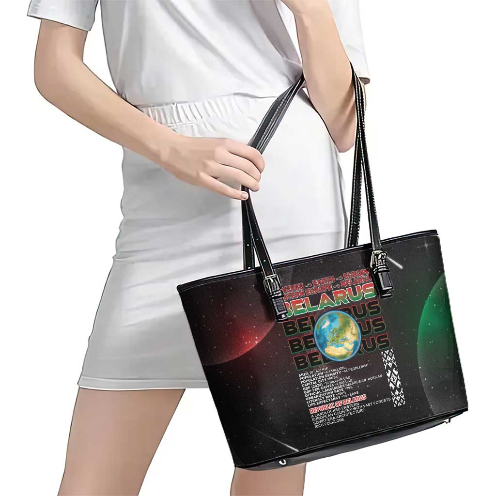 Belarus Leather Tote Bag Information From The Universe - Wonder Print Shop
