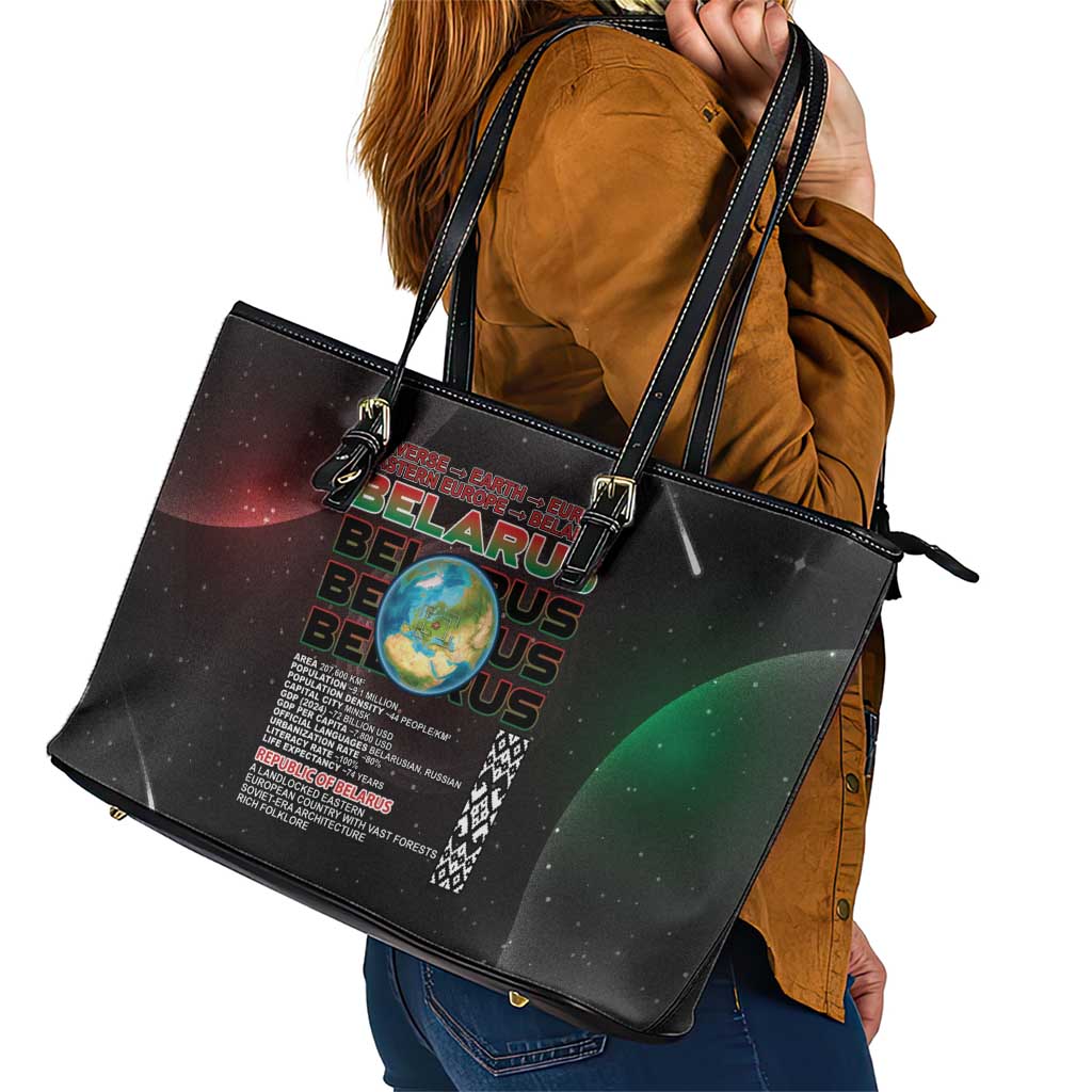 Belarus Leather Tote Bag Information From The Universe - Wonder Print Shop