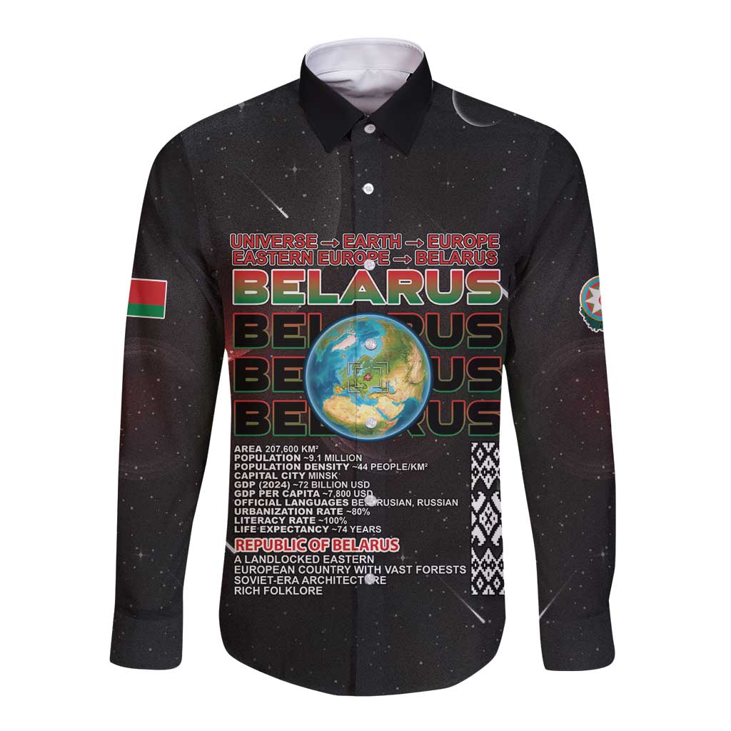 Belarus Long Sleeve Button Shirt Information From The Universe - Wonder Print Shop