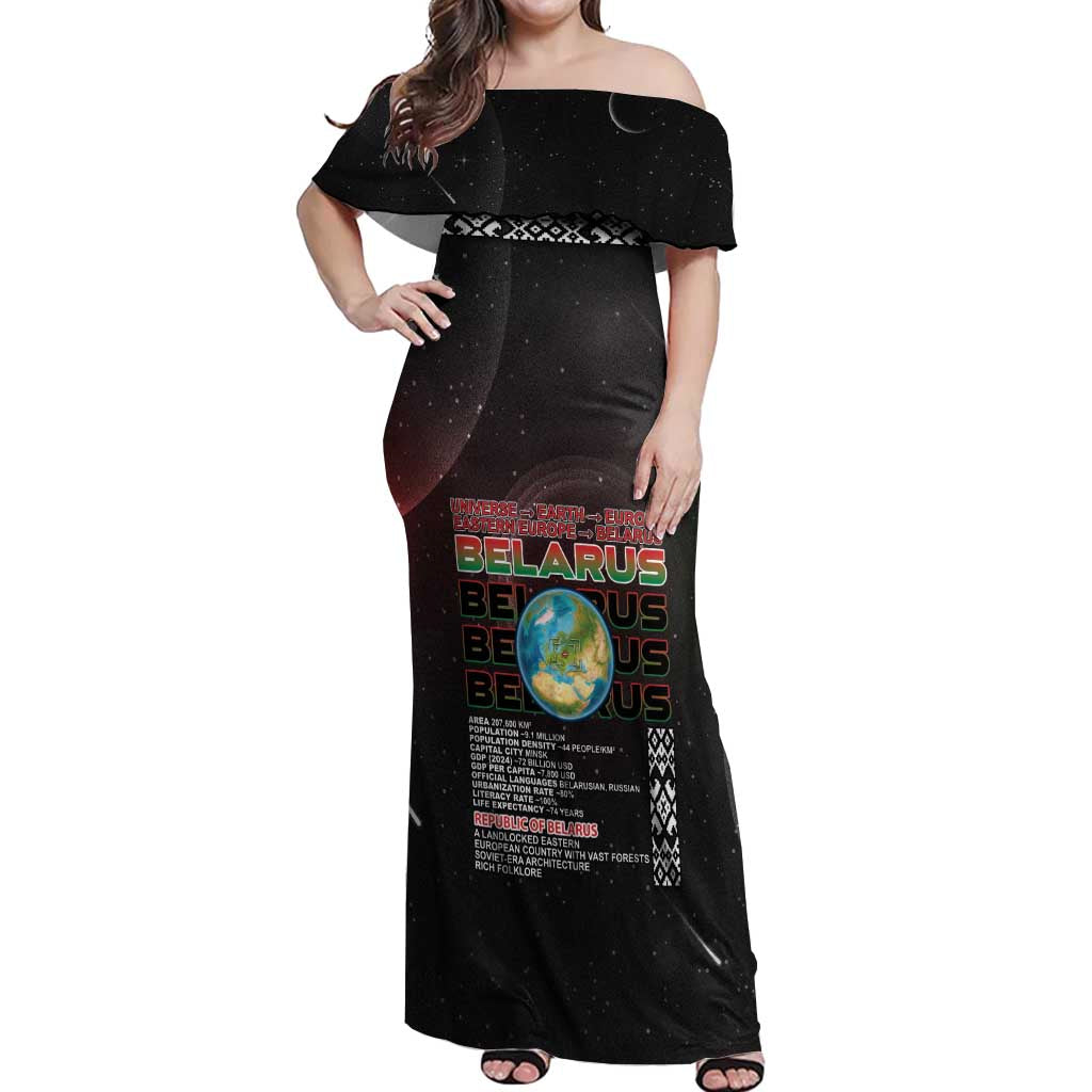 Belarus Off Shoulder Maxi Dress Information From The Universe - Wonder Print Shop