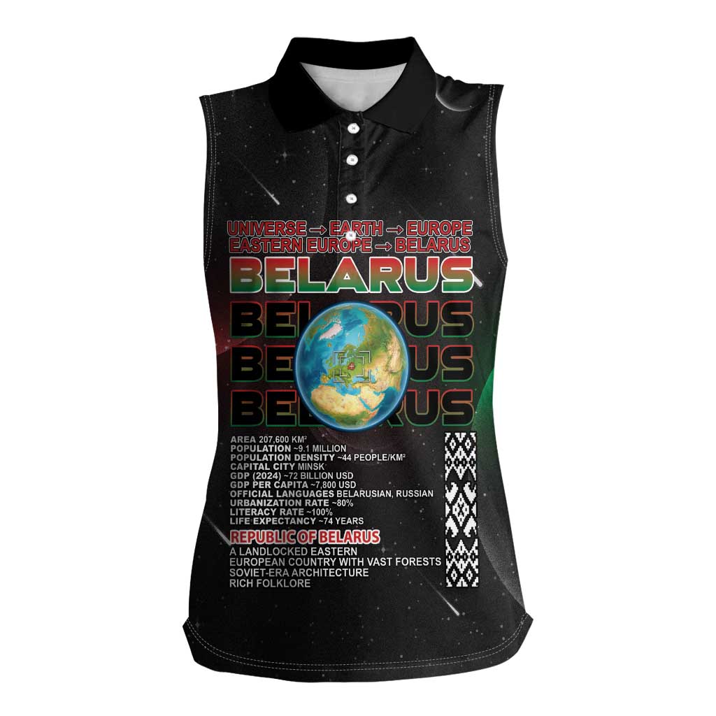 Belarus Women Sleeveless Polo Shirt Information From The Universe - Wonder Print Shop
