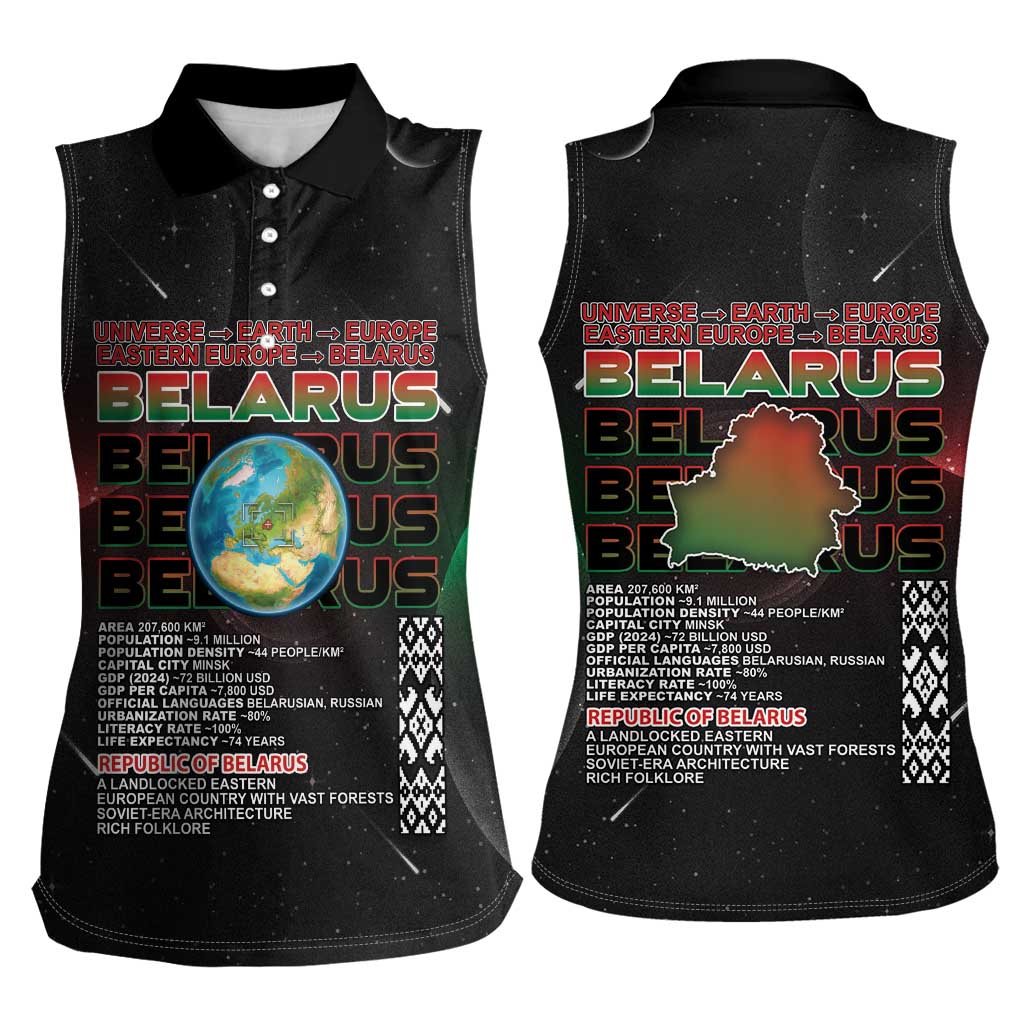 Belarus Women Sleeveless Polo Shirt Information From The Universe - Wonder Print Shop