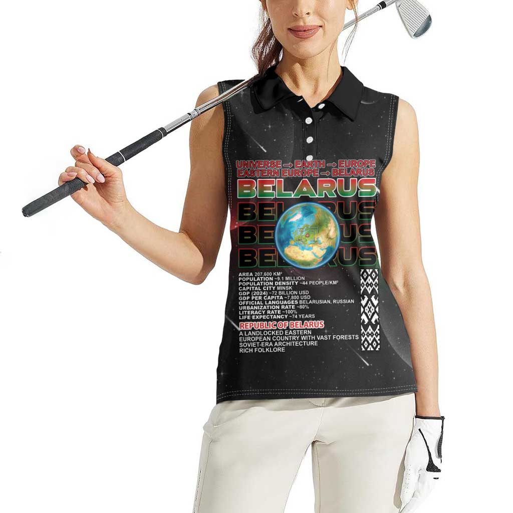 Belarus Women Sleeveless Polo Shirt Information From The Universe - Wonder Print Shop