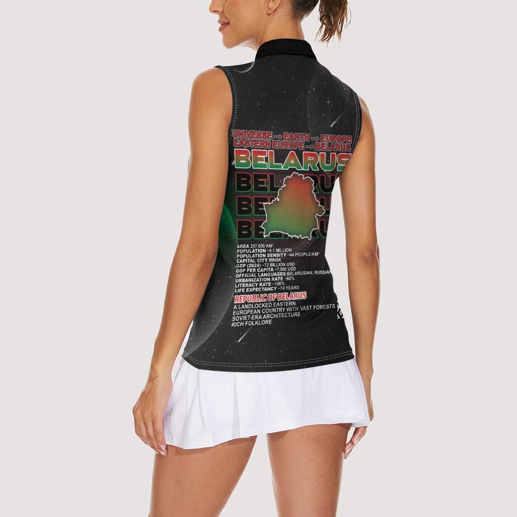 Belarus Women Sleeveless Polo Shirt Information From The Universe - Wonder Print Shop