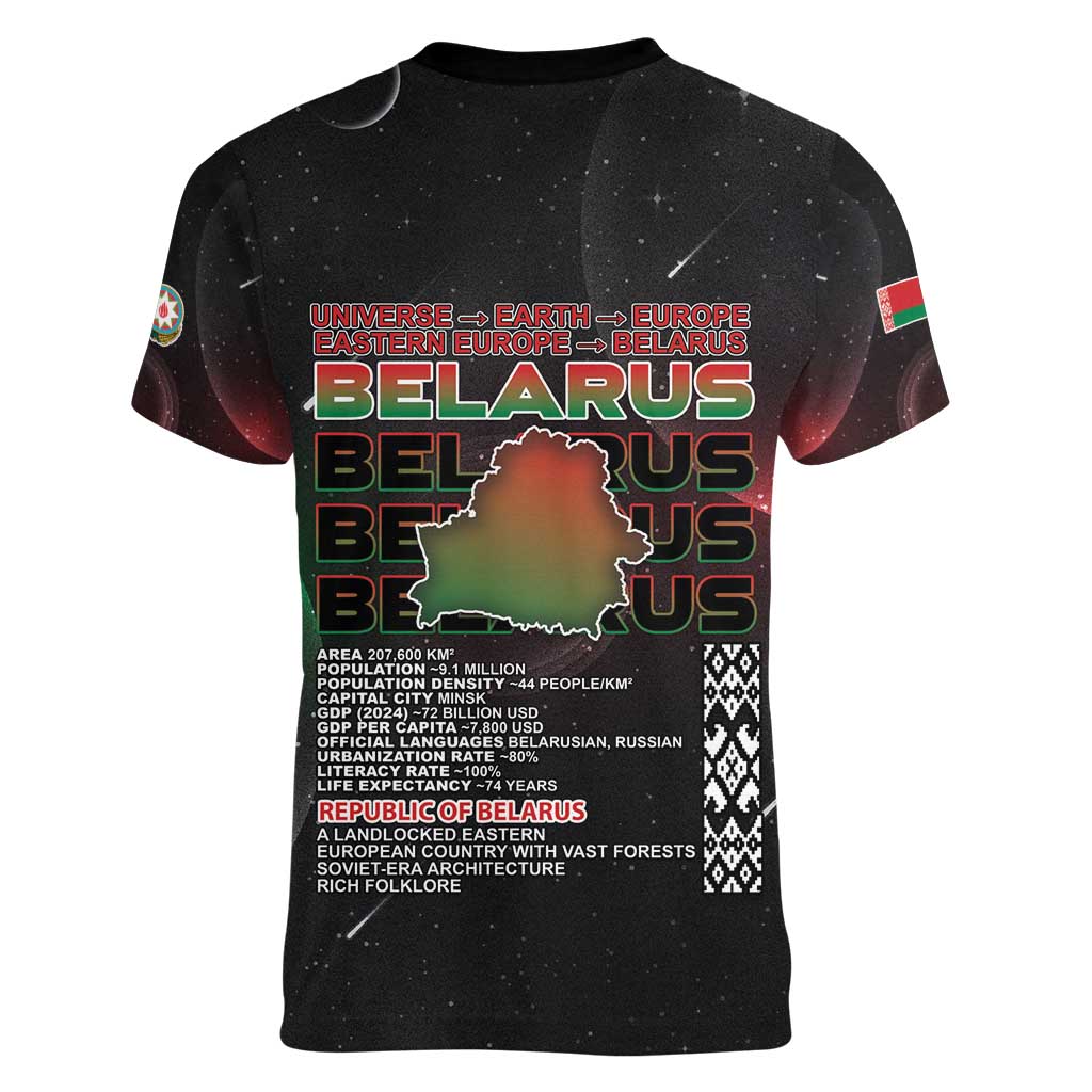 Belarus Women V-Neck T-Shirt Information From The Universe - Wonder Print Shop