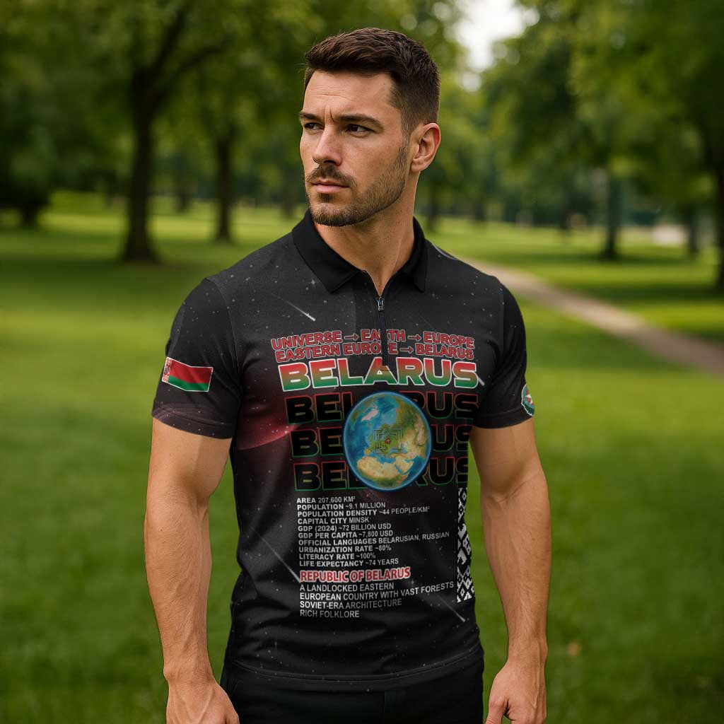 Belarus Zipper Polo Shirt Information From The Universe - Wonder Print Shop