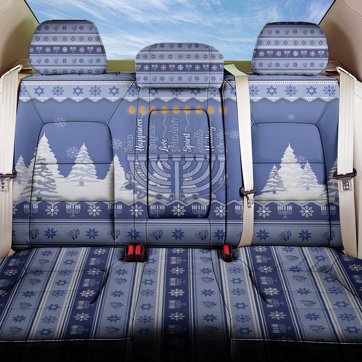 Hanukkah Christmas Back Car Seat Cover Love And Lights - Wonder Print Shop