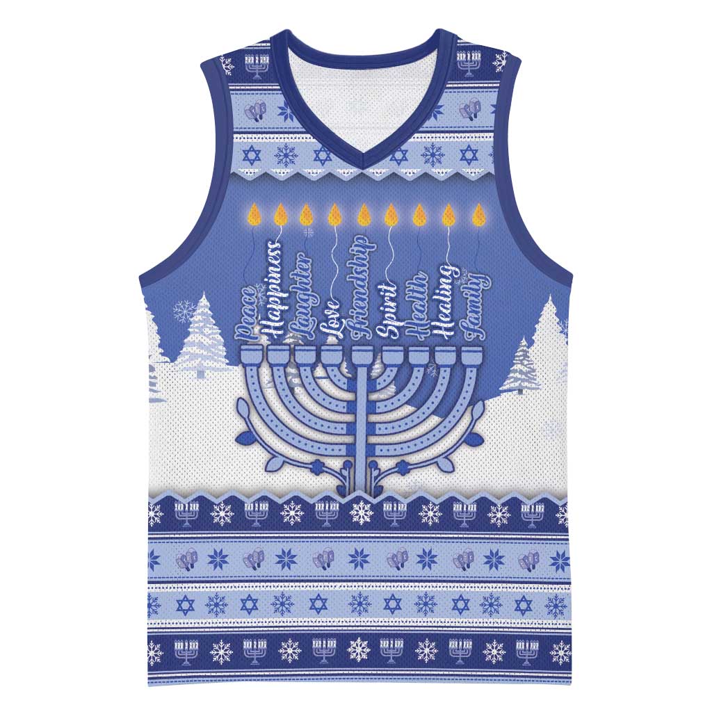 Hanukkah Christmas Basketball Jersey Love And Lights - Wonder Print Shop