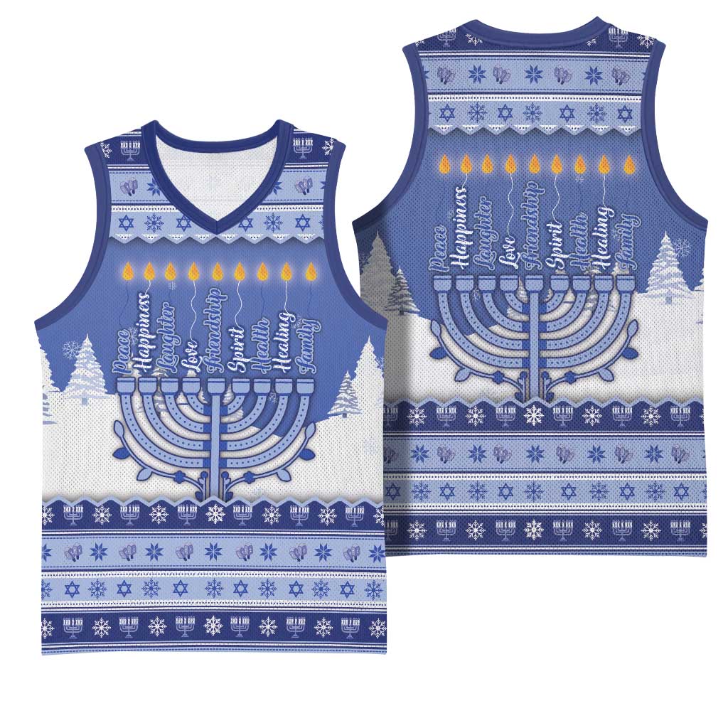 Hanukkah Christmas Basketball Jersey Love And Lights - Wonder Print Shop