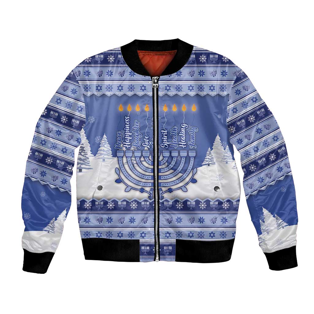 Hanukkah Christmas Bomber Jacket Love And Lights - Wonder Print Shop