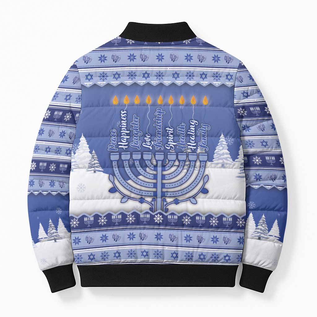 Hanukkah Christmas Bomber Puffer Jacket Love And Lights - Wonder Print Shop