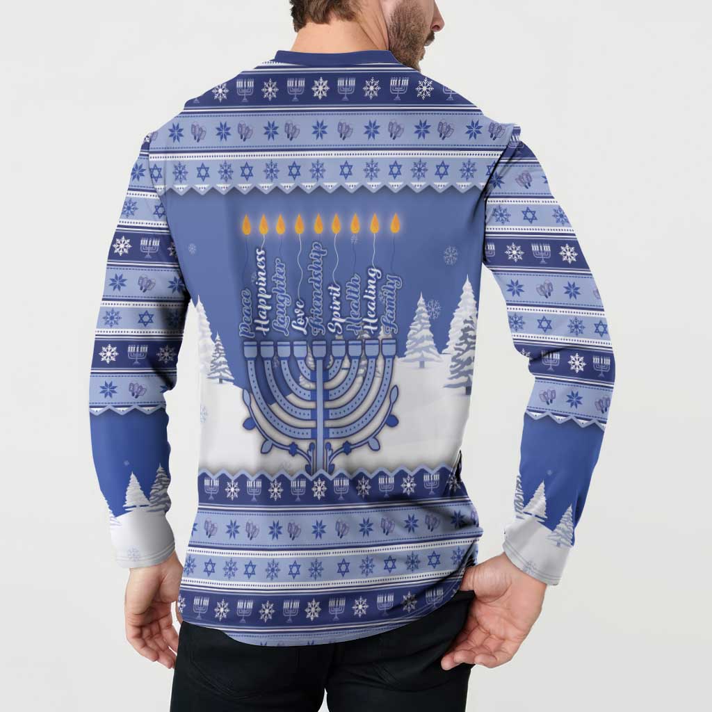Hanukkah Christmas Button Sweatshirt Love And Lights - Wonder Print Shop