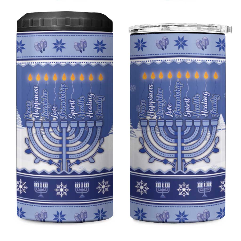 Hanukkah Christmas 4 in 1 Can Cooler Tumbler Love And Lights - Wonder Print Shop