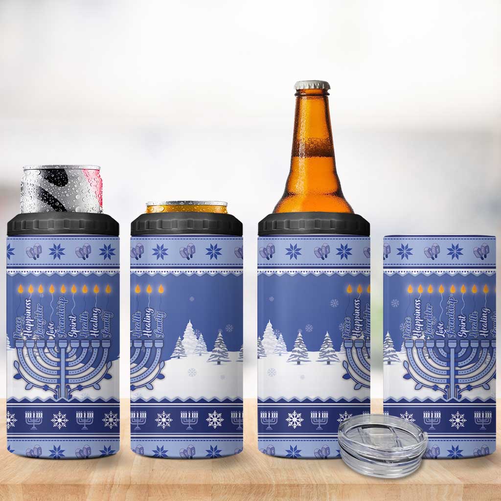 Hanukkah Christmas 4 in 1 Can Cooler Tumbler Love And Lights - Wonder Print Shop