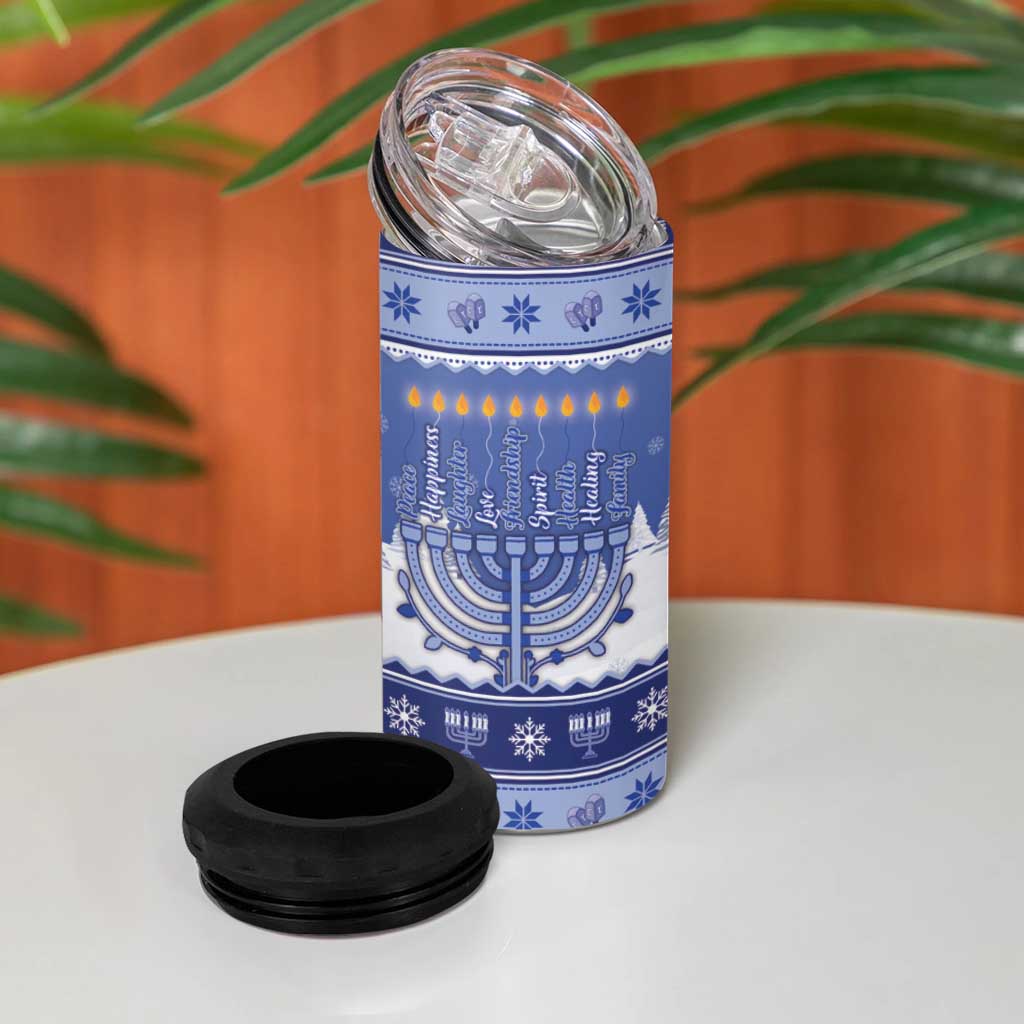 Hanukkah Christmas 4 in 1 Can Cooler Tumbler Love And Lights - Wonder Print Shop