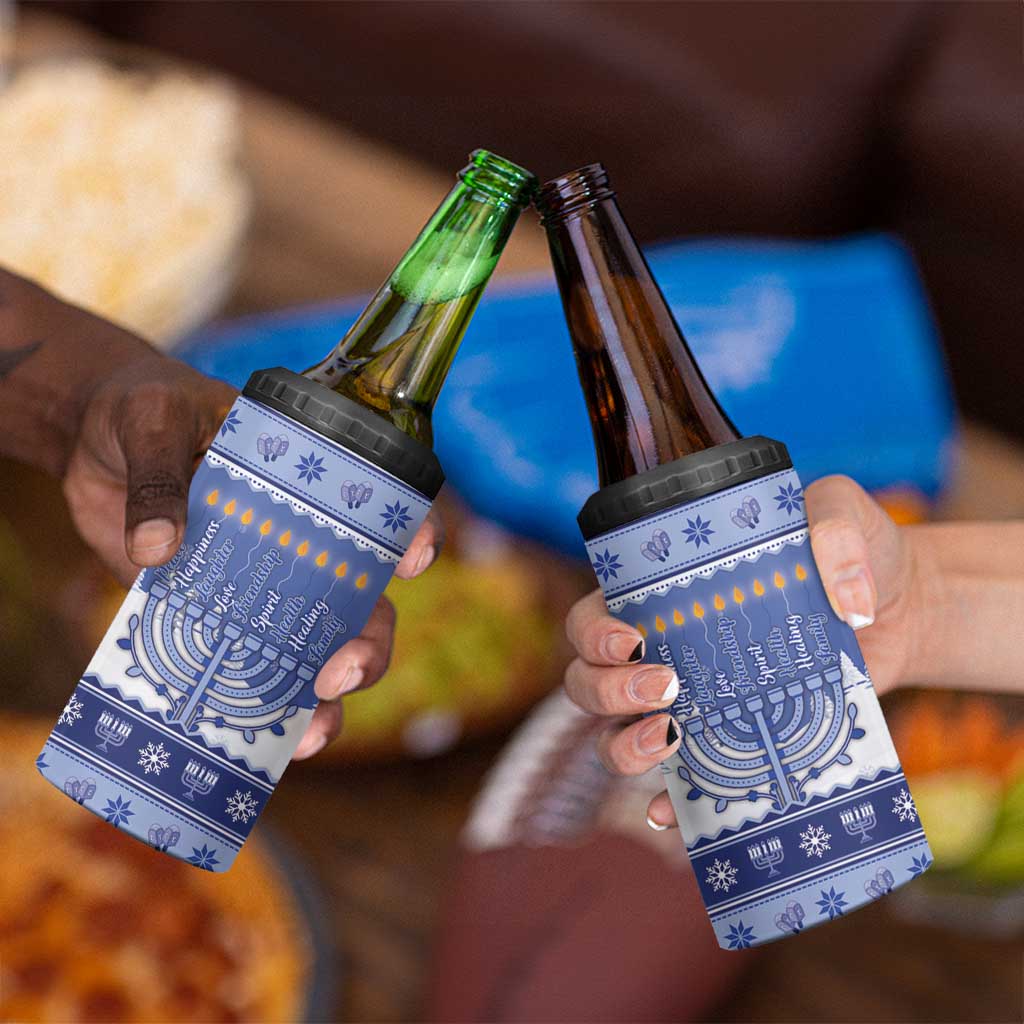 Hanukkah Christmas 4 in 1 Can Cooler Tumbler Love And Lights - Wonder Print Shop