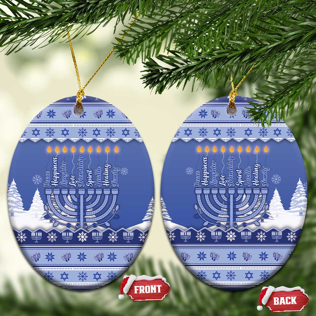 Hanukkah Christmas Ceramic Ornament Love And Lights - Wonder Print Shop
