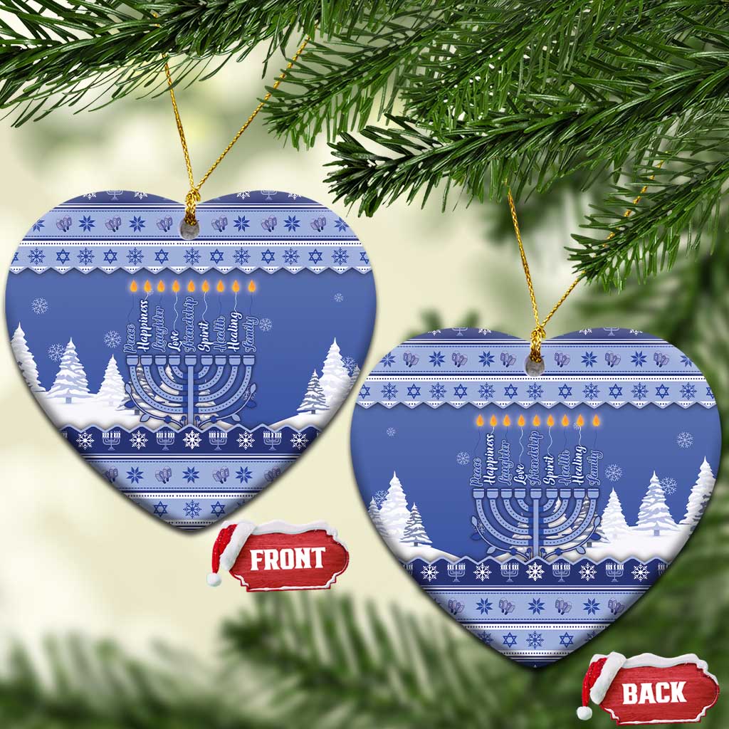 Hanukkah Christmas Ceramic Ornament Love And Lights - Wonder Print Shop