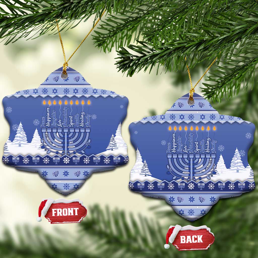 Hanukkah Christmas Ceramic Ornament Love And Lights - Wonder Print Shop