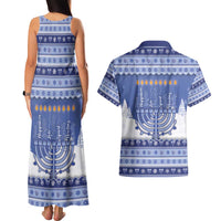 Hanukkah Christmas Couples Matching Tank Maxi Dress and Hawaiian Shirt Love And Lights - Wonder Print Shop