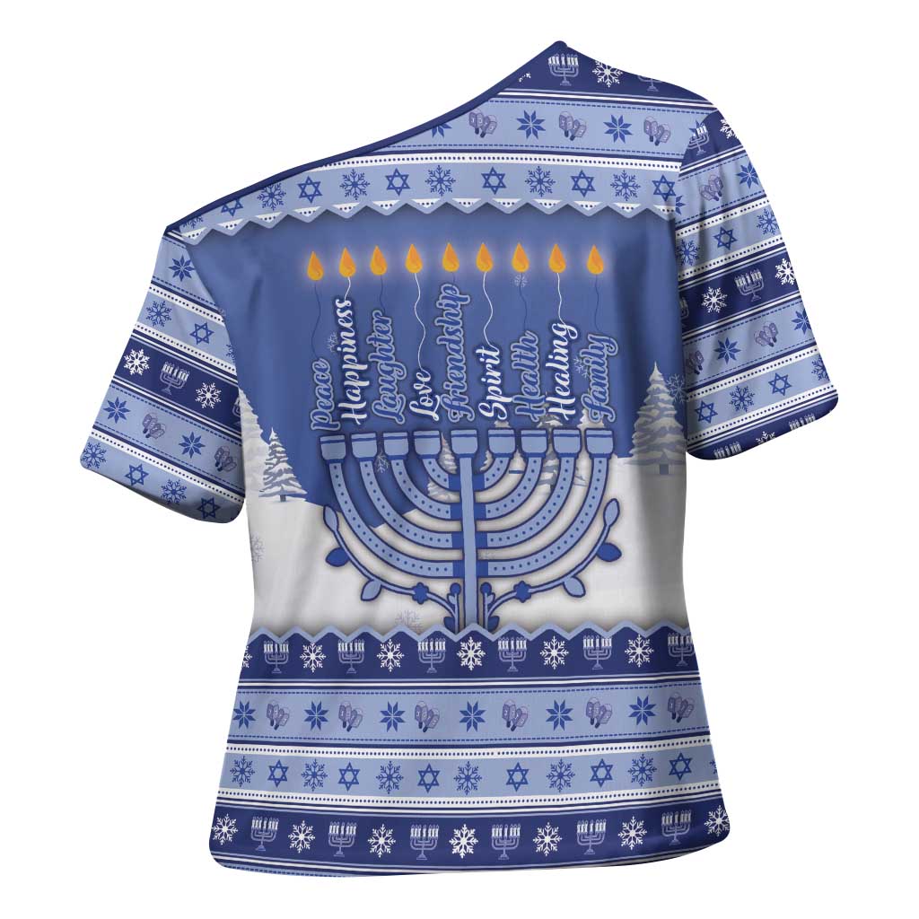 Hanukkah Christmas Cross Shoulder Shirt Love And Lights - Wonder Print Shop