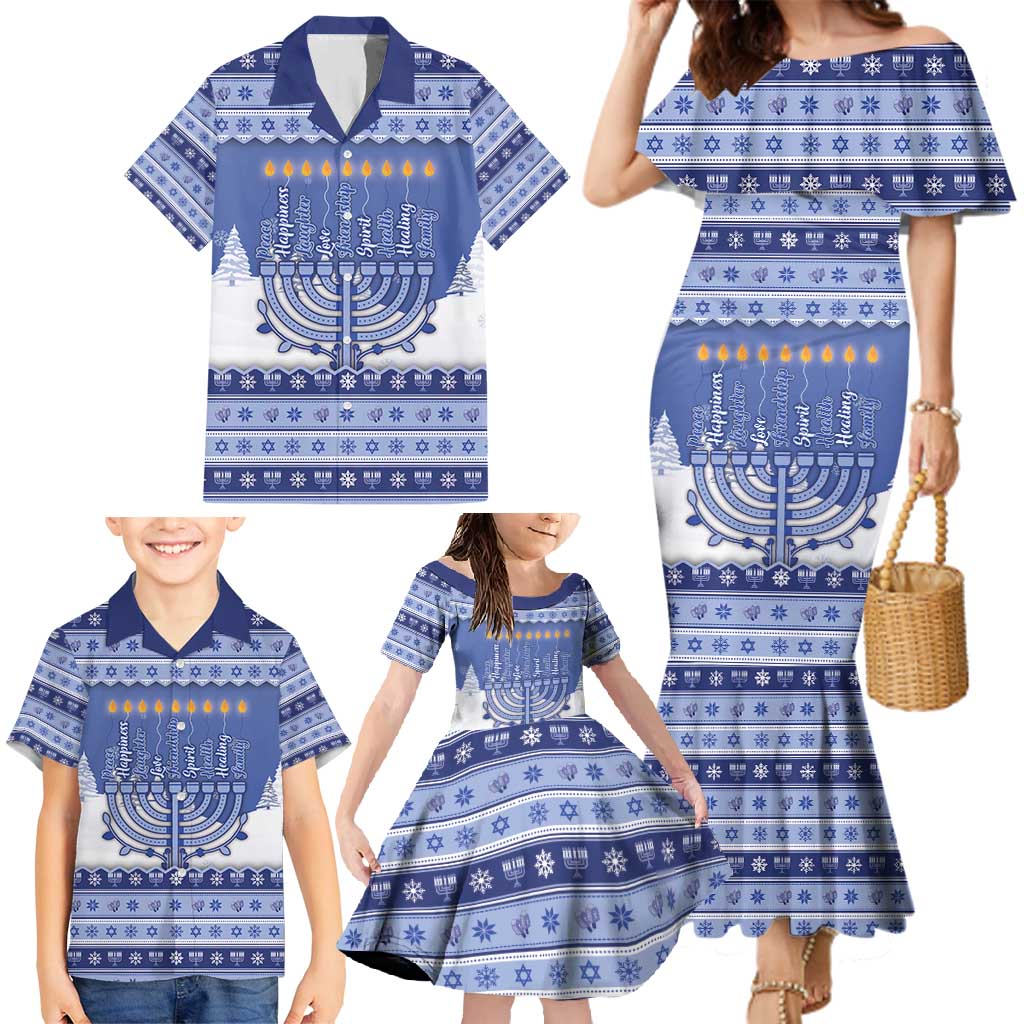 Hanukkah Christmas Family Matching Mermaid Dress and Hawaiian Shirt Love And Lights - Wonder Print Shop