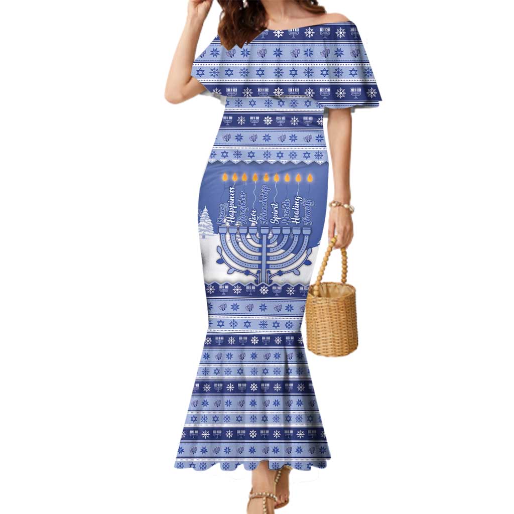 Hanukkah Christmas Family Matching Mermaid Dress and Hawaiian Shirt Love And Lights - Wonder Print Shop