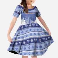 Hanukkah Christmas Family Matching Off The Shoulder Long Sleeve Dress and Hawaiian Shirt Love And Lights - Wonder Print Shop