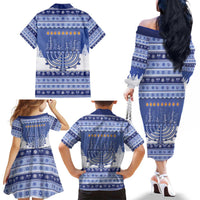 Hanukkah Christmas Family Matching Off The Shoulder Long Sleeve Dress and Hawaiian Shirt Love And Lights - Wonder Print Shop