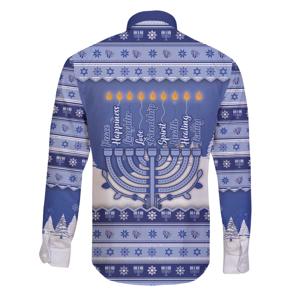 Hanukkah Christmas Family Matching Off The Shoulder Long Sleeve Dress and Hawaiian Shirt Love And Lights - Wonder Print Shop