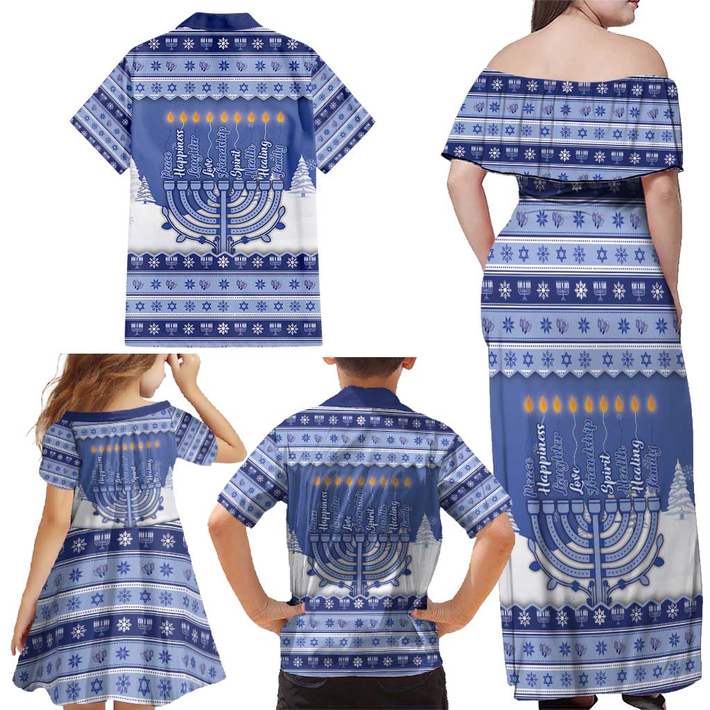 Hanukkah Christmas Family Matching Off Shoulder Maxi Dress and Hawaiian Shirt Love And Lights - Wonder Print Shop