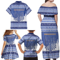 Hanukkah Christmas Family Matching Off Shoulder Maxi Dress and Hawaiian Shirt Love And Lights - Wonder Print Shop