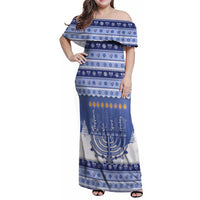 Hanukkah Christmas Family Matching Off Shoulder Maxi Dress and Hawaiian Shirt Love And Lights - Wonder Print Shop