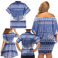 Hanukkah Christmas Family Matching Off Shoulder Short Dress and Hawaiian Shirt Love And Lights - Wonder Print Shop