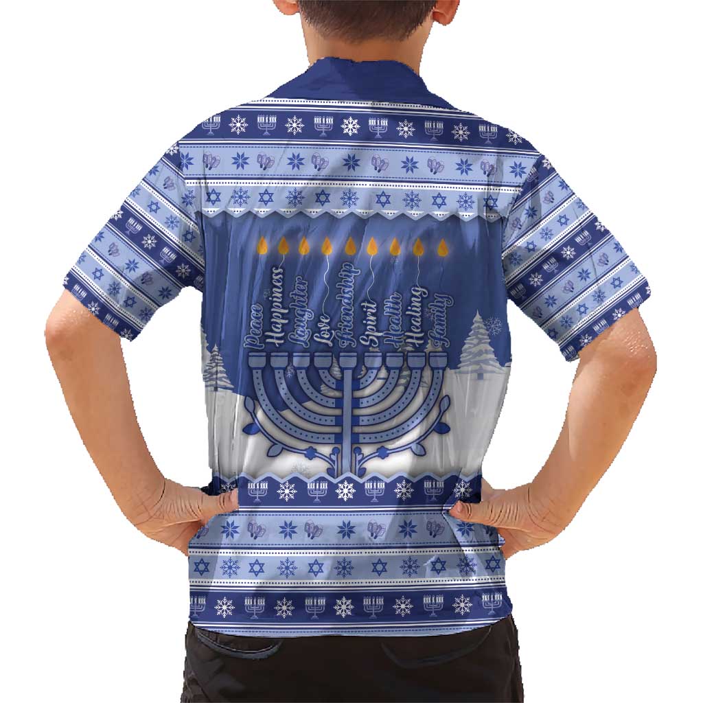 Hanukkah Christmas Family Matching Short Sleeve Bodycon Dress and Hawaiian Shirt Love And Lights - Wonder Print Shop