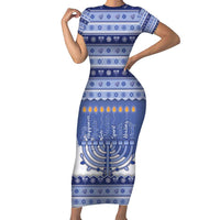 Hanukkah Christmas Family Matching Short Sleeve Bodycon Dress and Hawaiian Shirt Love And Lights - Wonder Print Shop