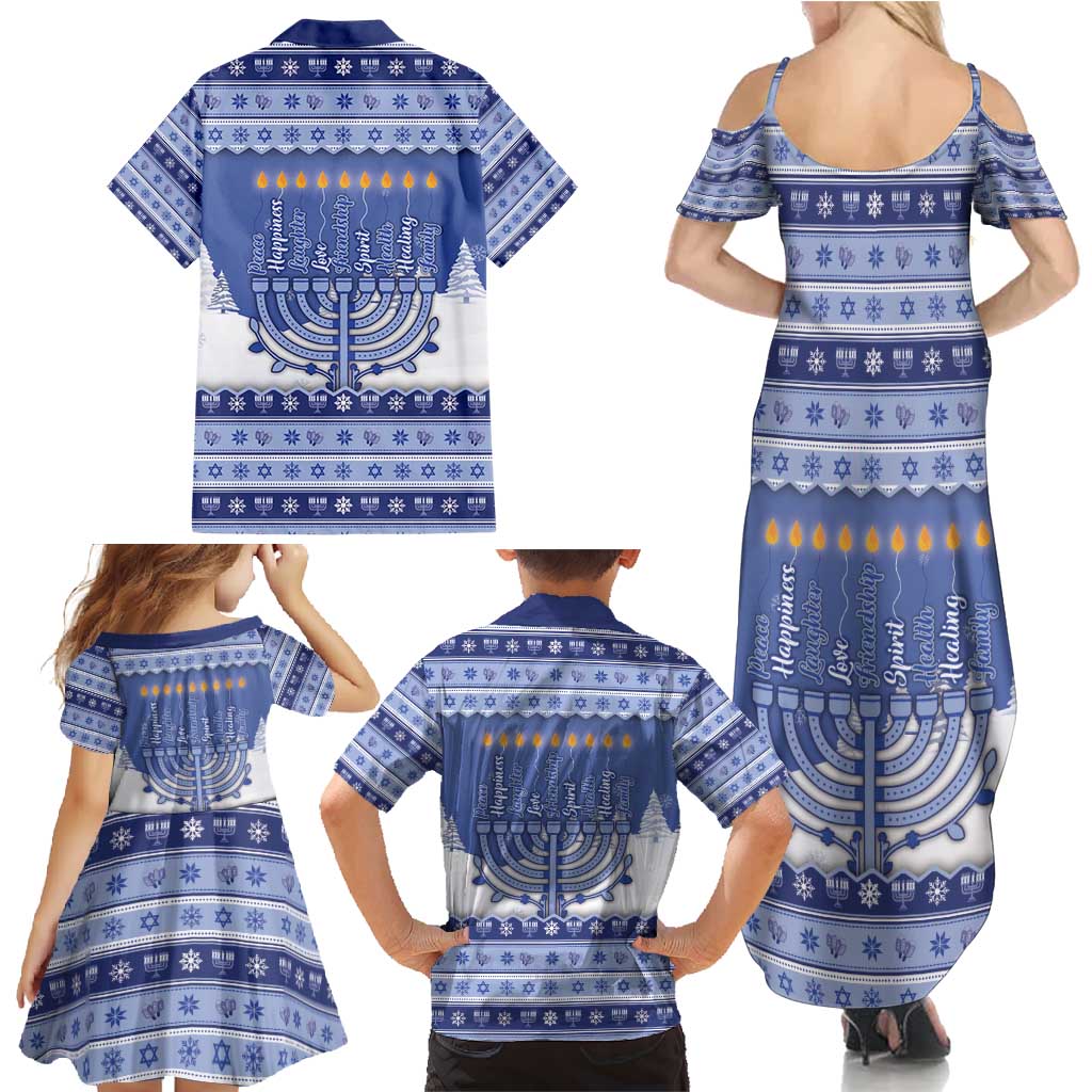 Hanukkah Christmas Family Matching Summer Maxi Dress and Hawaiian Shirt Love And Lights - Wonder Print Shop