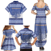 Hanukkah Christmas Family Matching Summer Maxi Dress and Hawaiian Shirt Love And Lights - Wonder Print Shop